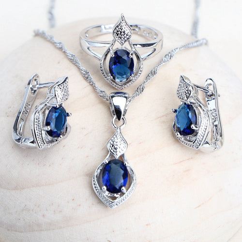 Blue Jewelry Pendant Set