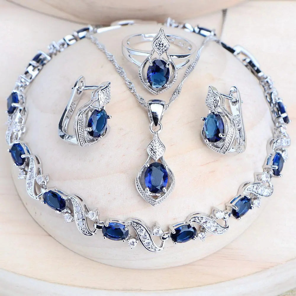 Blue Jewelry Pendant Set
