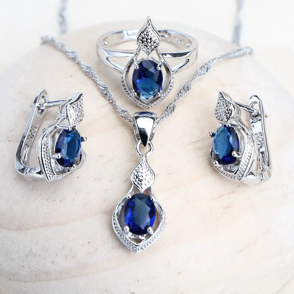 Blue Jewelry Pendant Set