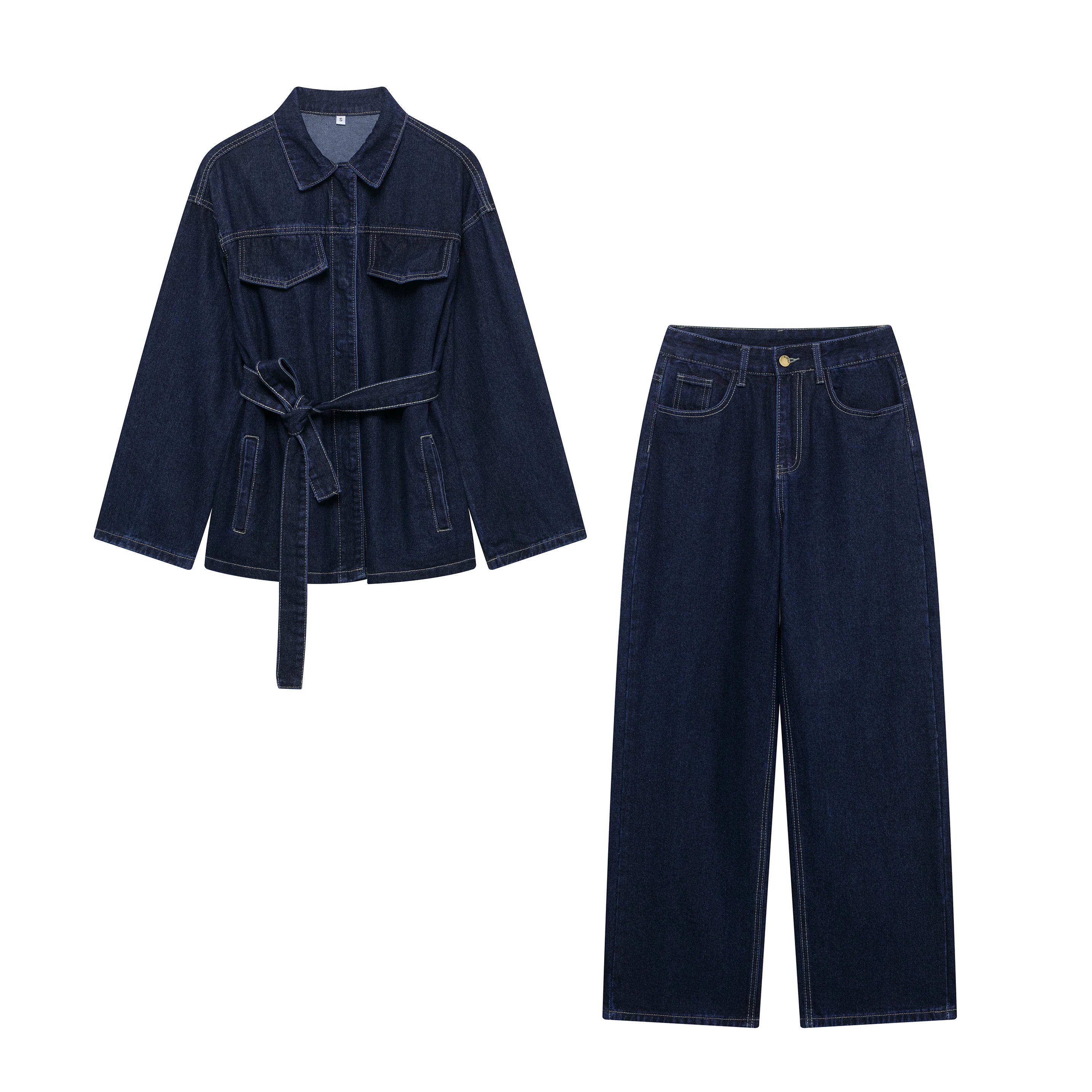 Belted Denim Set