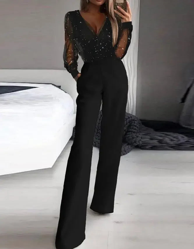 Mesh Panel Jumpsuit