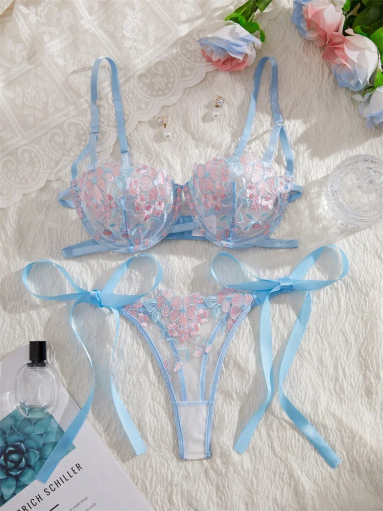 Embroidered Bra Set