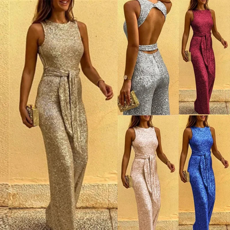Sequin Backless Jumpsuit