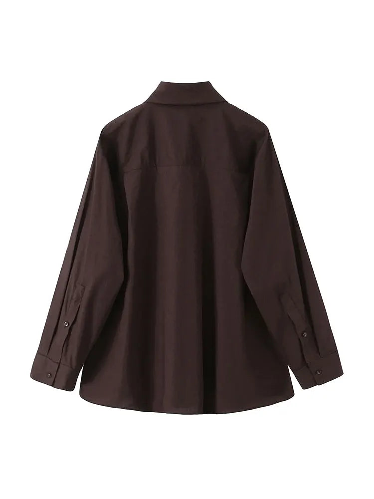 Scarf Collar Plaid Shirt