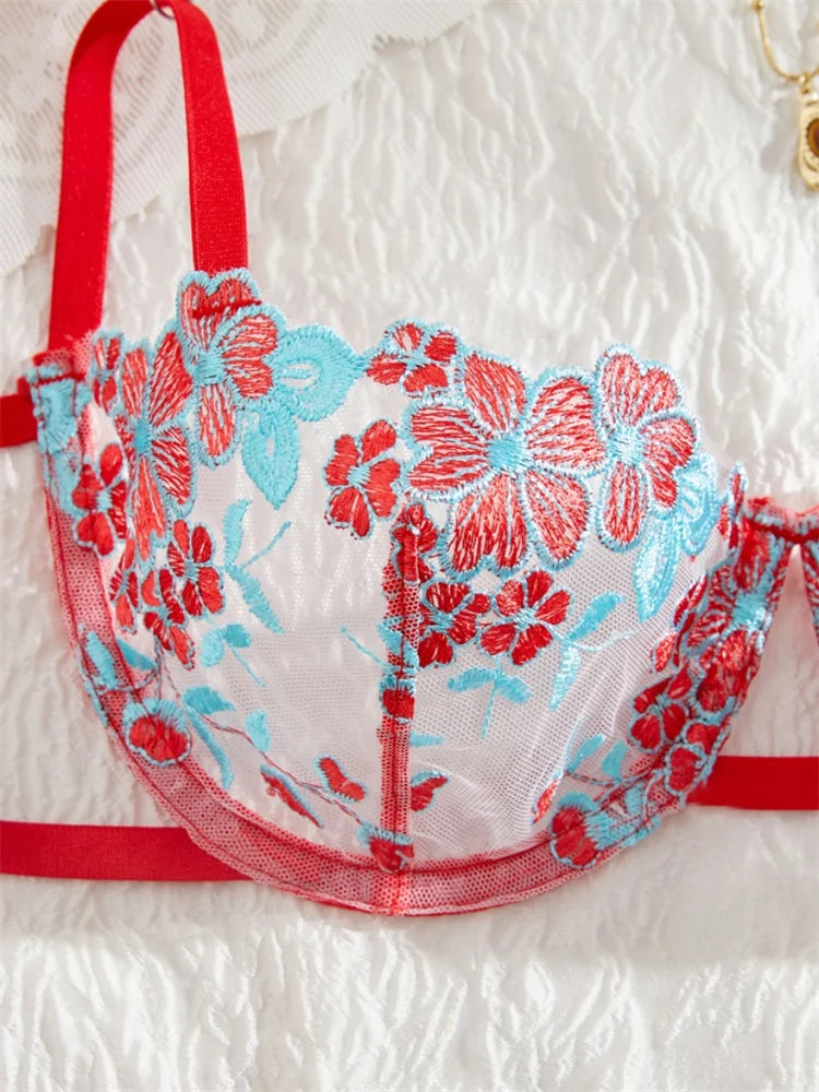 Embroidered Bra Set