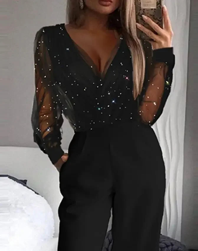 Mesh Panel Jumpsuit