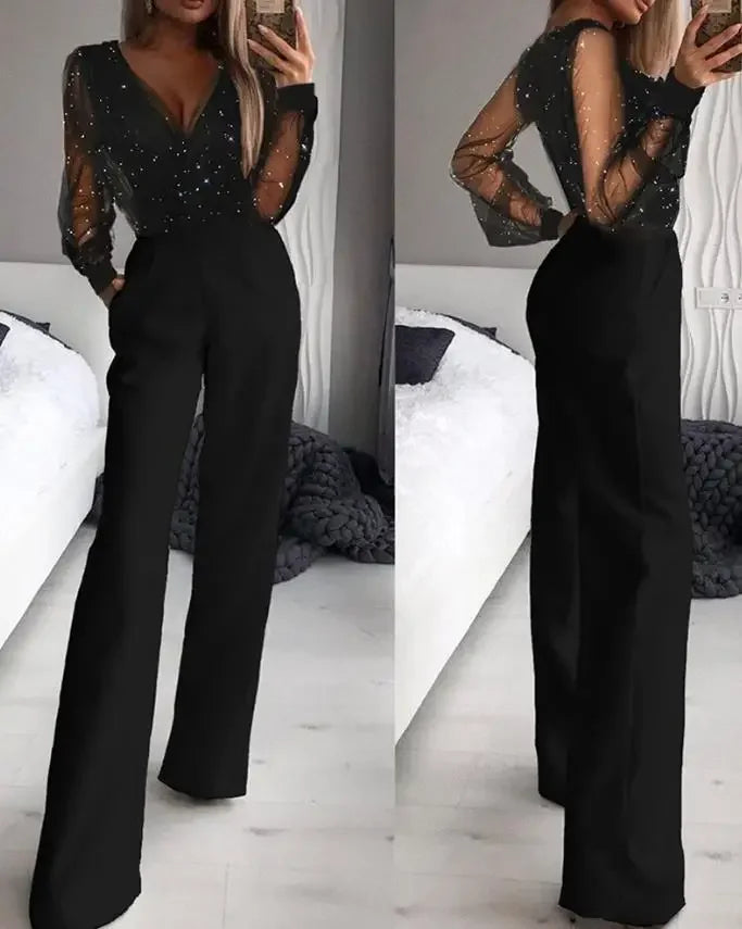 Mesh Panel Jumpsuit