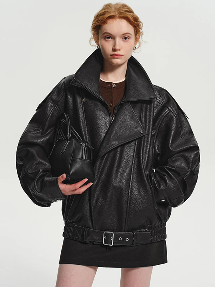 Cognac Leather Bomber