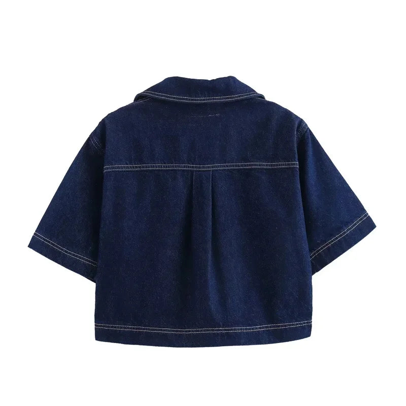 Denim Chic Skort & Crop Top Set