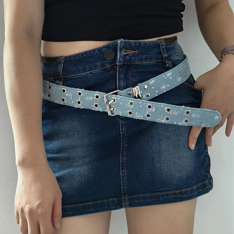 Eyelet Denim Belt