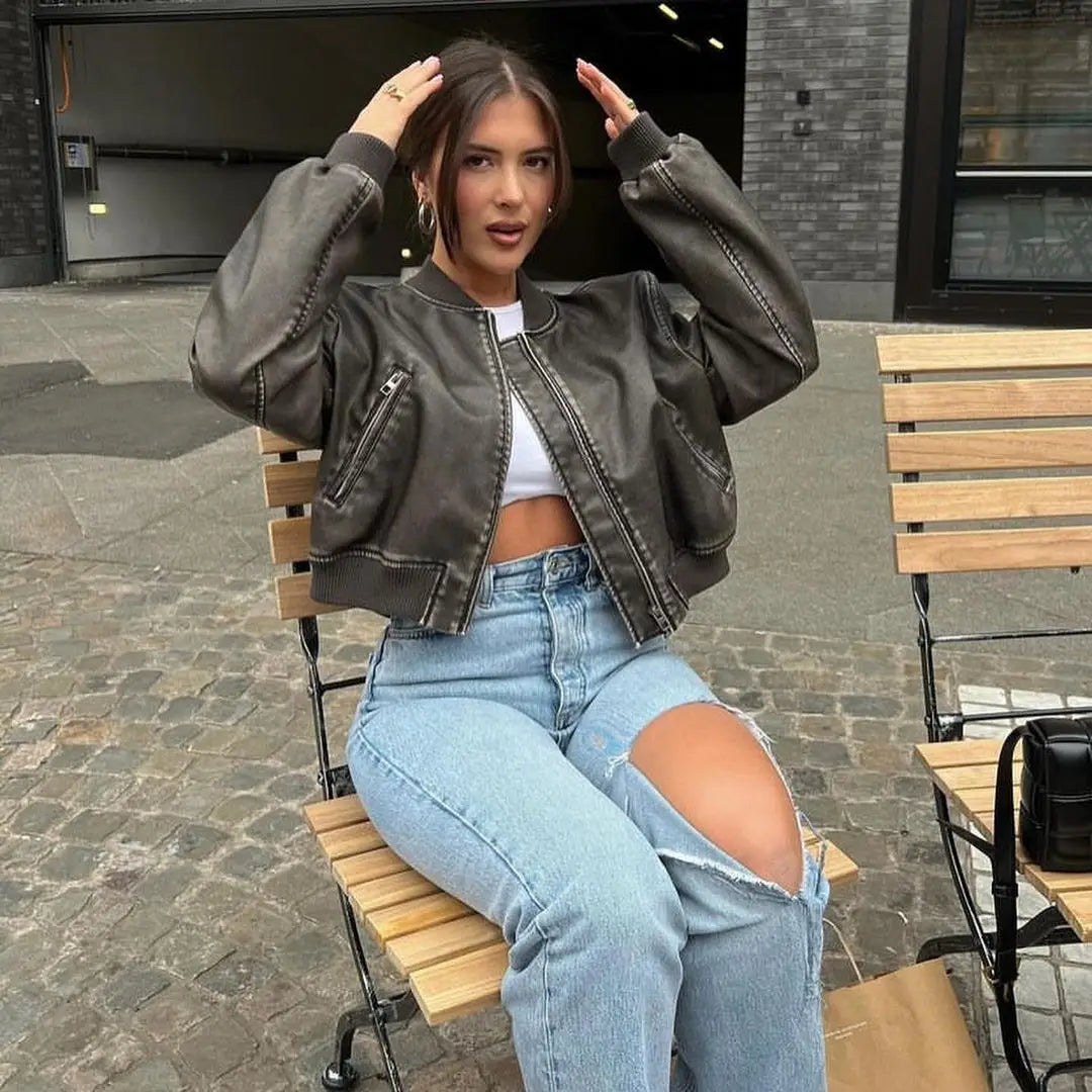 Gradient Leather Jacket